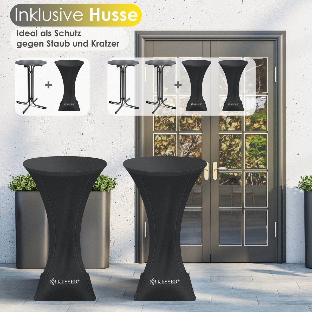 Statafel rond diameter 60 cm - weerbestendig - hittebestendig - zwart - Afbeelding 14