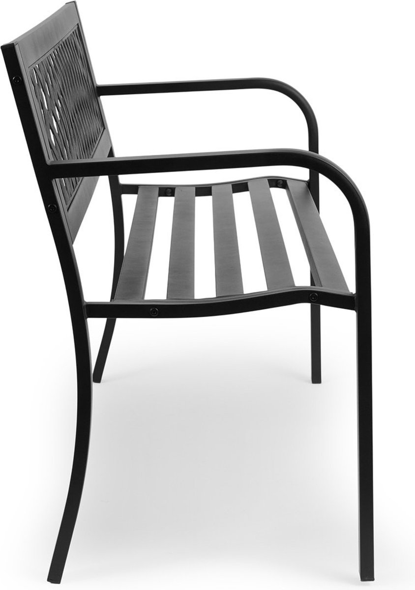 Stalen tuinbank - lengte 125 cm - buitenbank voor 2 personen - maximaal 220kg - zwart - Afbeelding 4