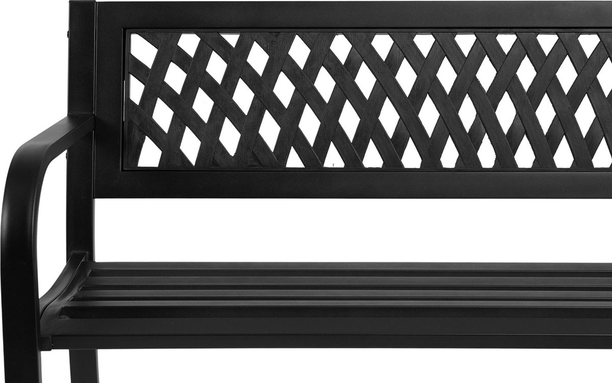 Stalen tuinbank - lengte 125 cm - buitenbank voor 2 personen - maximaal 220kg - zwart - Afbeelding 5
