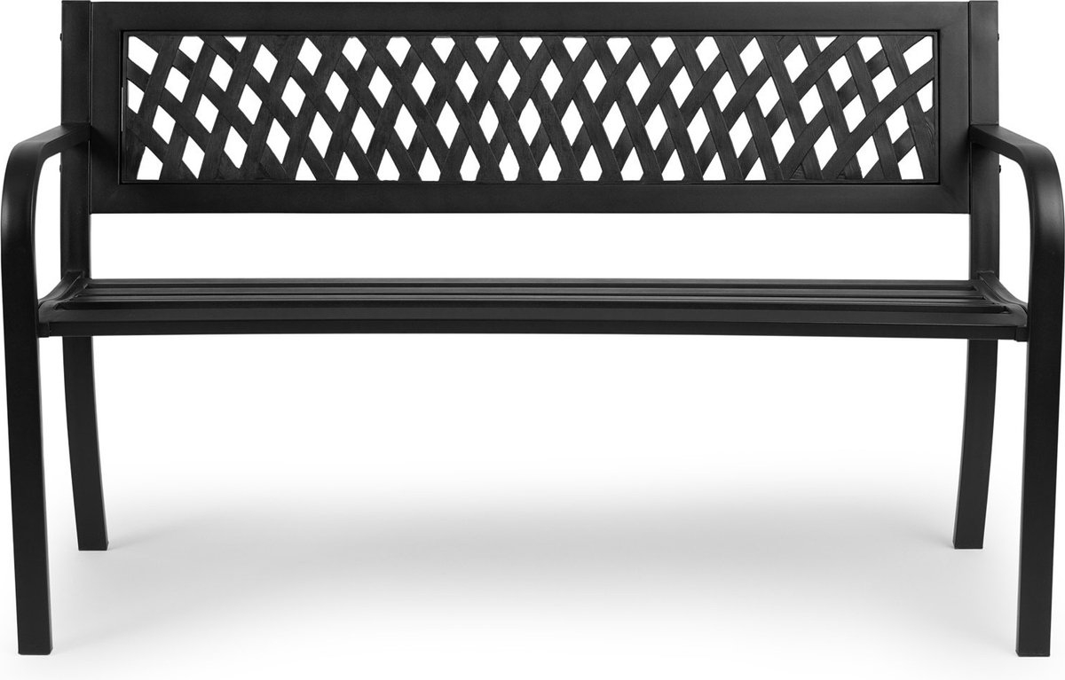 Stalen tuinbank - lengte 125 cm - buitenbank voor 2 personen - maximaal 220kg - zwart - Afbeelding 6