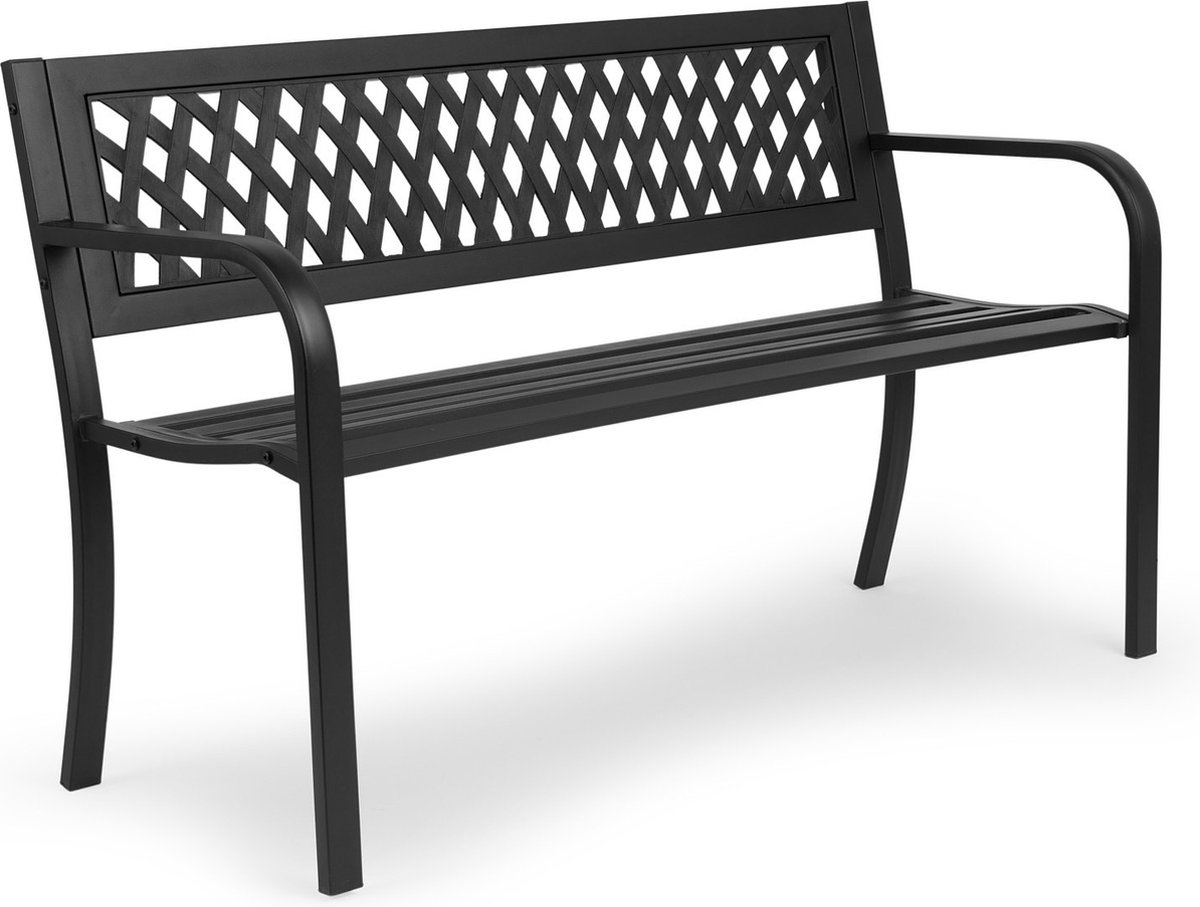 Stalen tuinbank - lengte 125 cm - buitenbank voor 2 personen - maximaal 220kg - zwart - Afbeelding 7