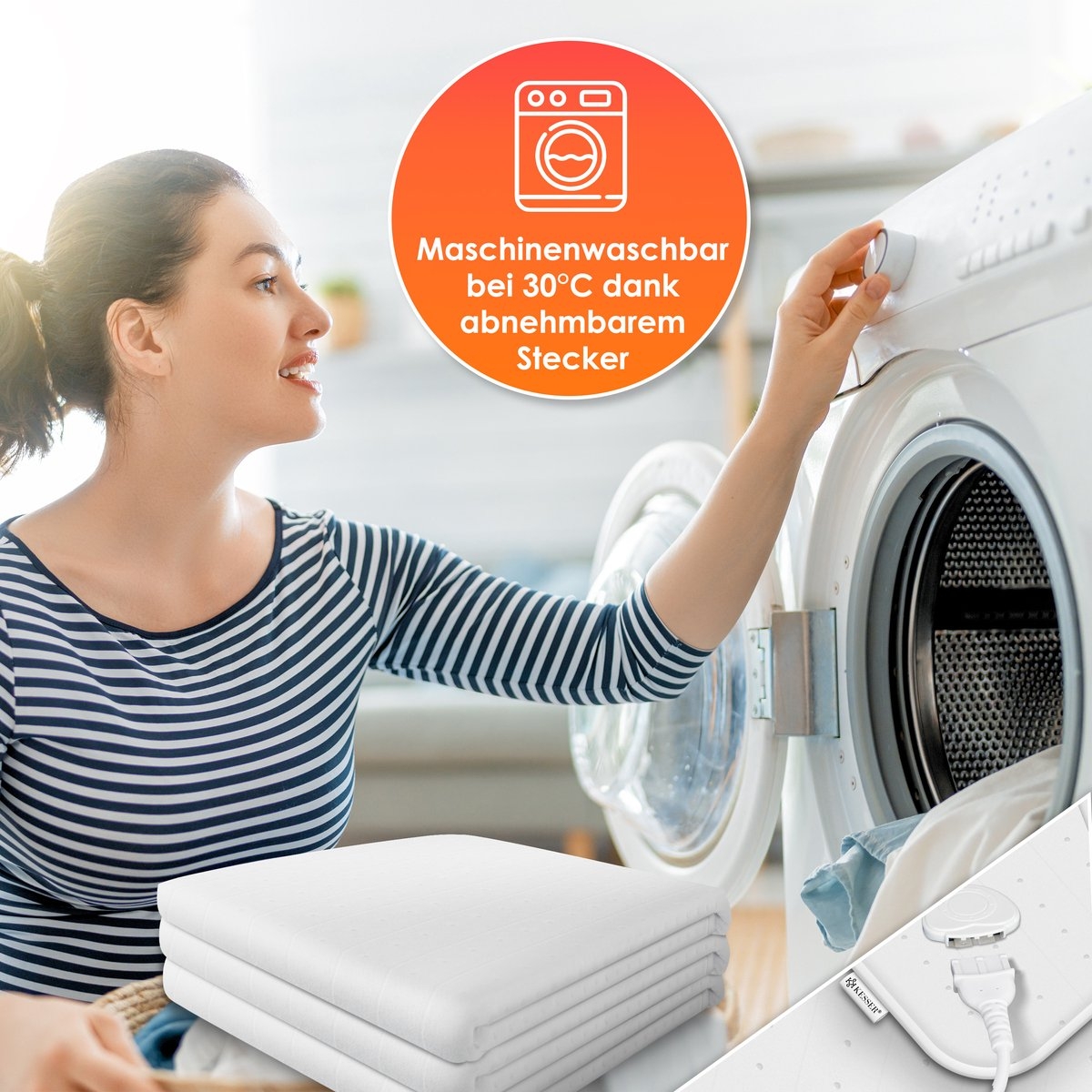 Elektrische onderdeken 160x140 cm - warmtedeken - 3 temperatuurstanden - matrasverwarming - zacht fleece - wit - Afbeelding 3