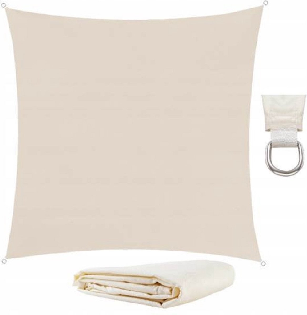 Schaduwdoek - zonnezeil - 3.6x3.6 meter - vierkant - beige - waterproof - UV bestendig