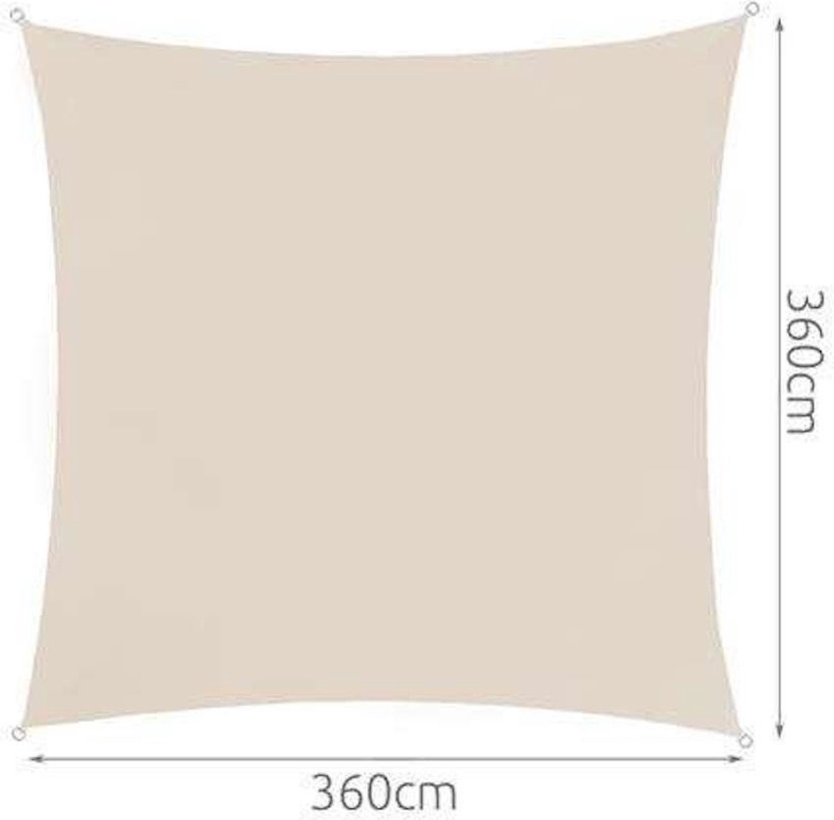 Schaduwdoek - zonnezeil - 3.6x3.6 meter - vierkant - beige - waterproof - UV bestendig - Afbeelding 4