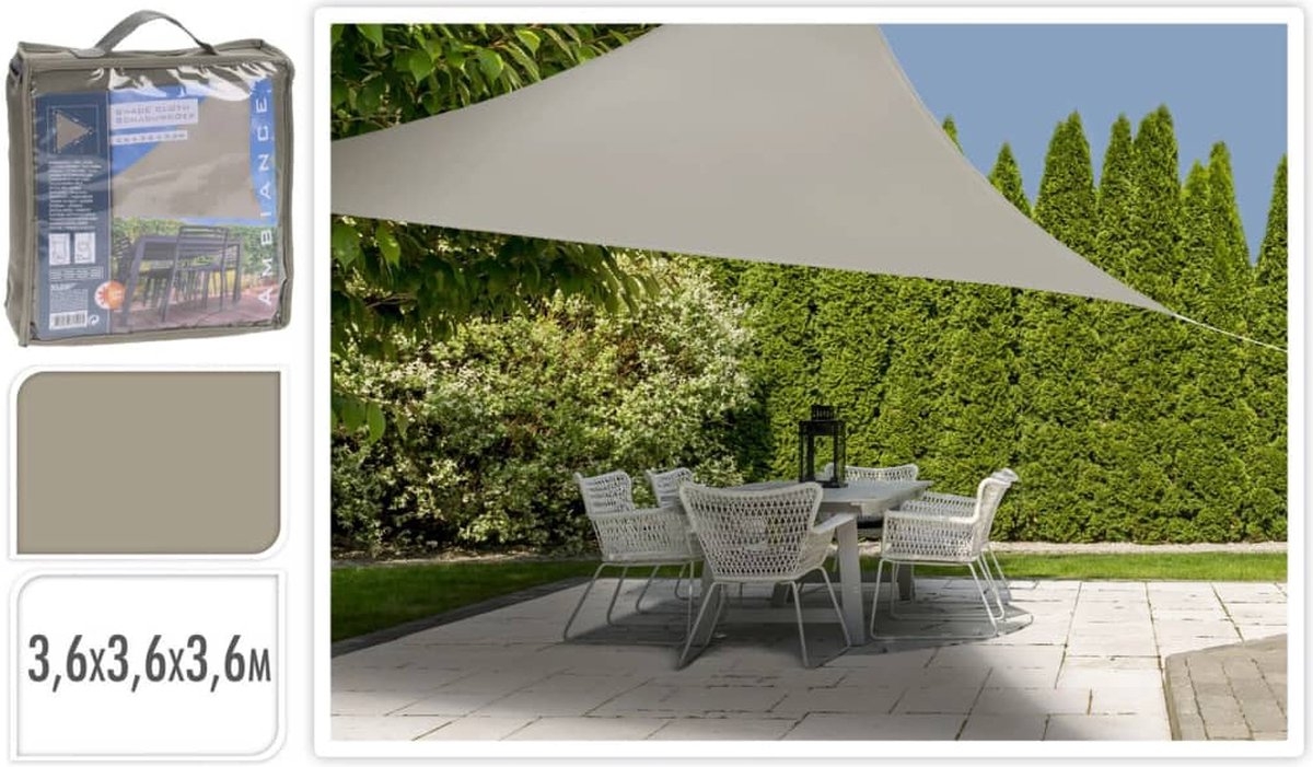 Schaduwdoek - zonnezeil - driehoek 360x360x360cm - zand - Afbeelding 2