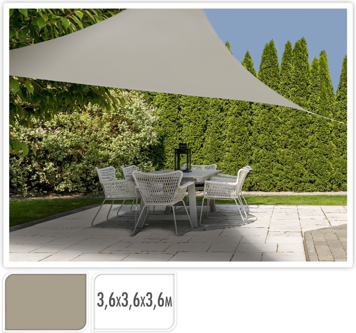 Schaduwdoek - zonnezeil - driehoek 360x360x360cm - zand - Afbeelding 3
