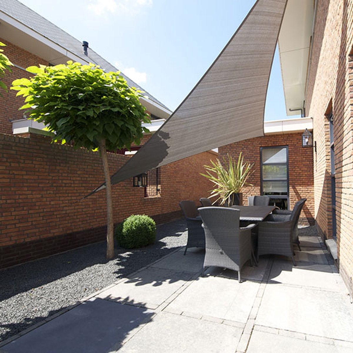 Schaduwdoek - zonnezeil - driehoek 360x360x360cm - zand - Afbeelding 5