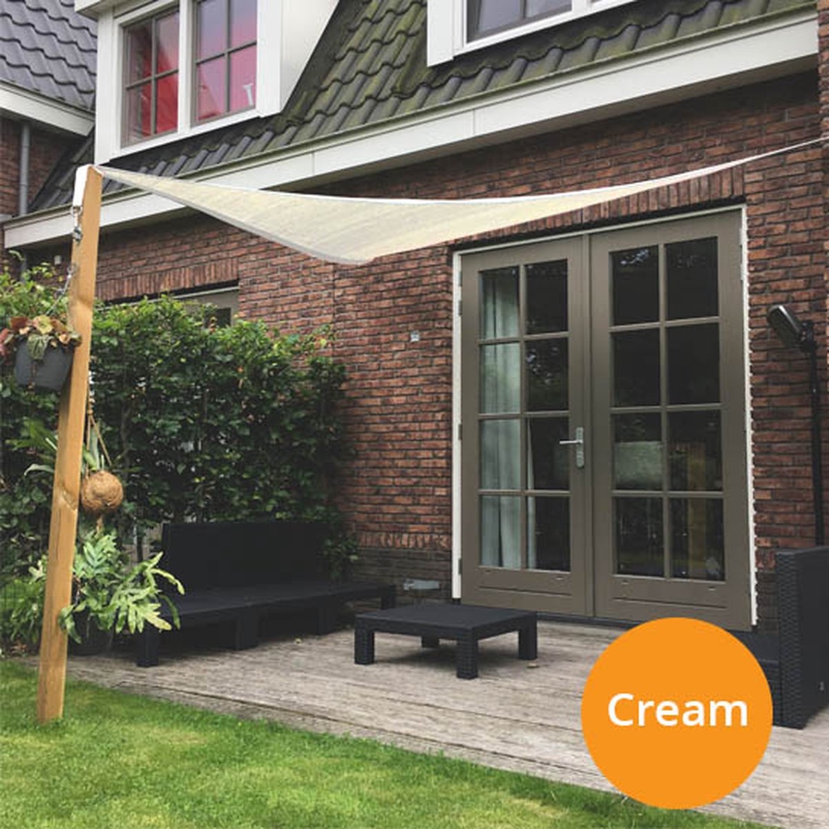 Schaduwdoek - zonnezeil - driehoek 360x360x360cm - zand - Afbeelding 7