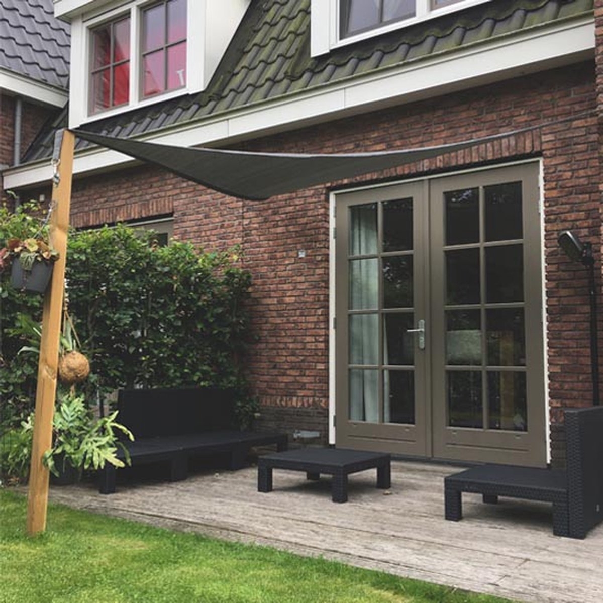 Schaduwdoek - zonnezeil - driehoek 360x360x360cm - zand - Afbeelding 8