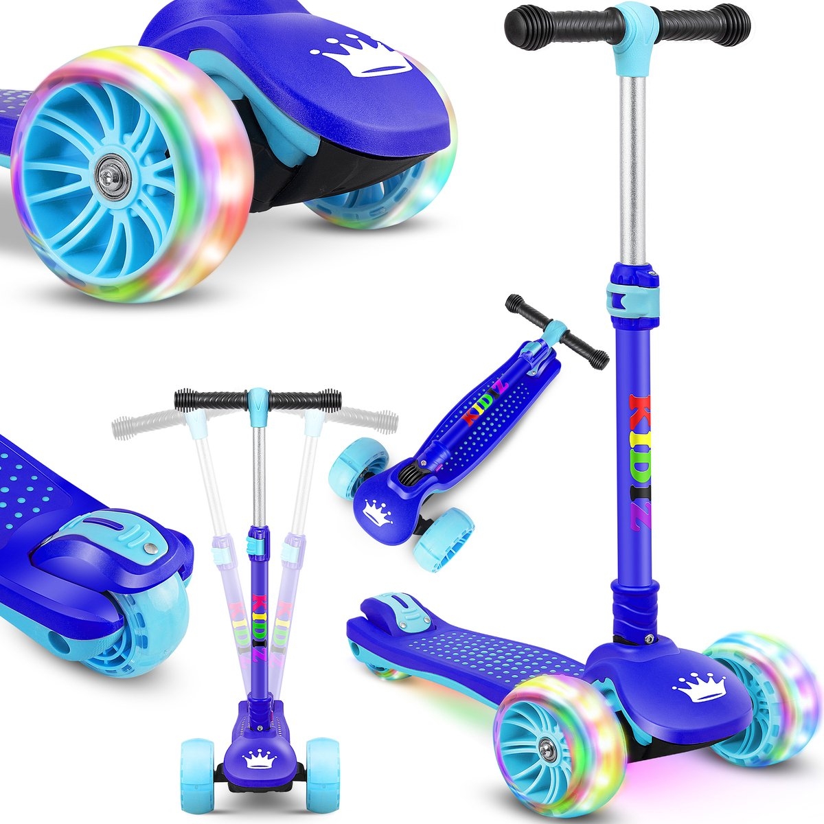 Kinderstep - 3 wielen Step - X-Pro2 - LED oplichtende wielen - opvouwbaar - voor 3-12 jaar - blauw - Afbeelding 5