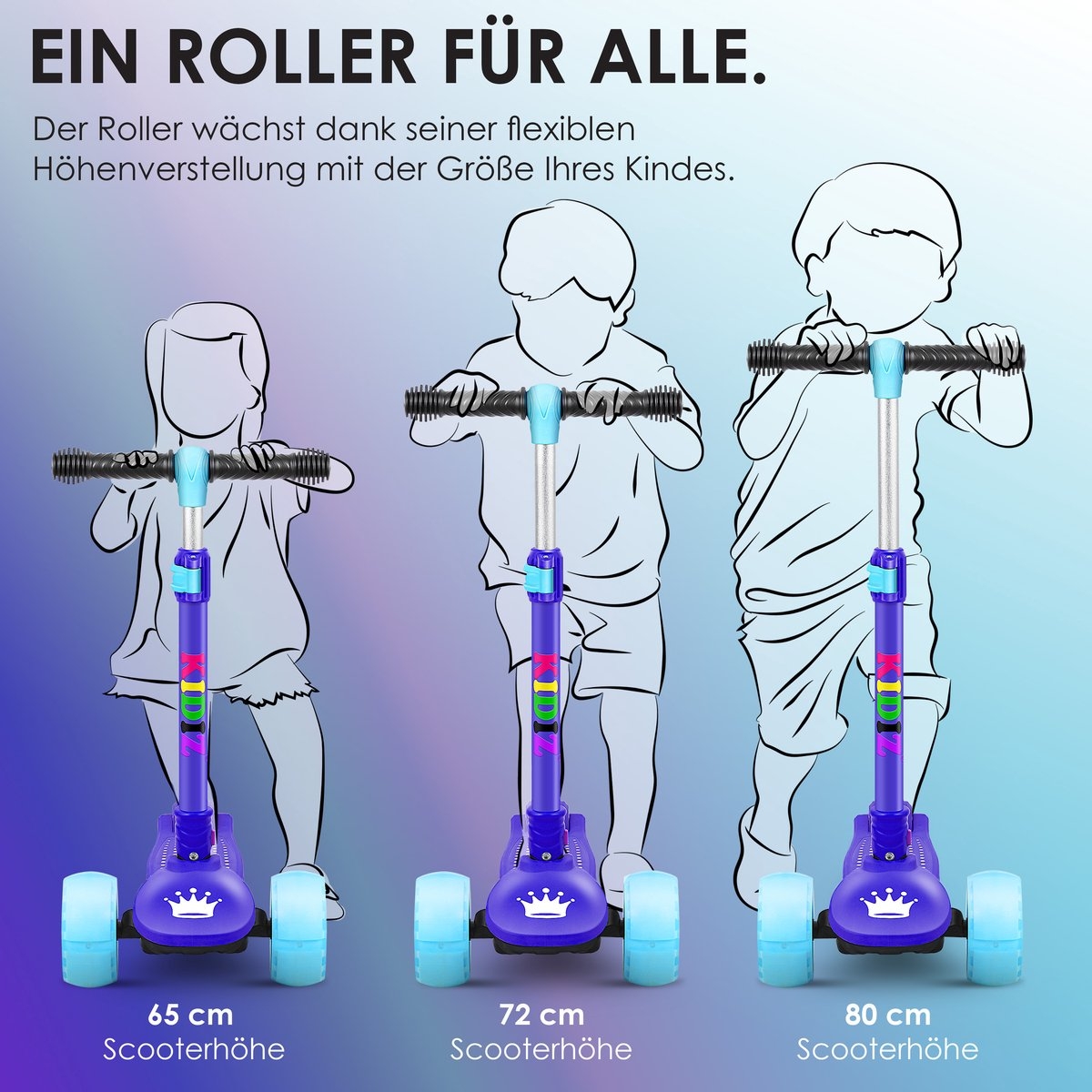 Kinderstep - 3 wielen Step - X-Pro2 - LED oplichtende wielen - opvouwbaar - voor 3-12 jaar - blauw - Afbeelding 6