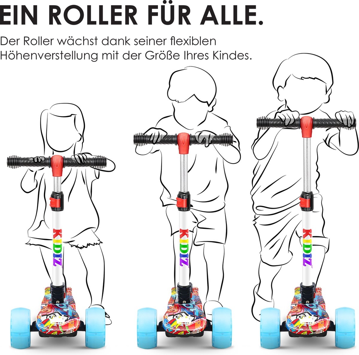 Kinderstep - 3 wielen Step - X-Pro2 - LED oplichtende wielen - opvouwbaar - voor 3-12 jaar - multikleur - Afbeelding 3