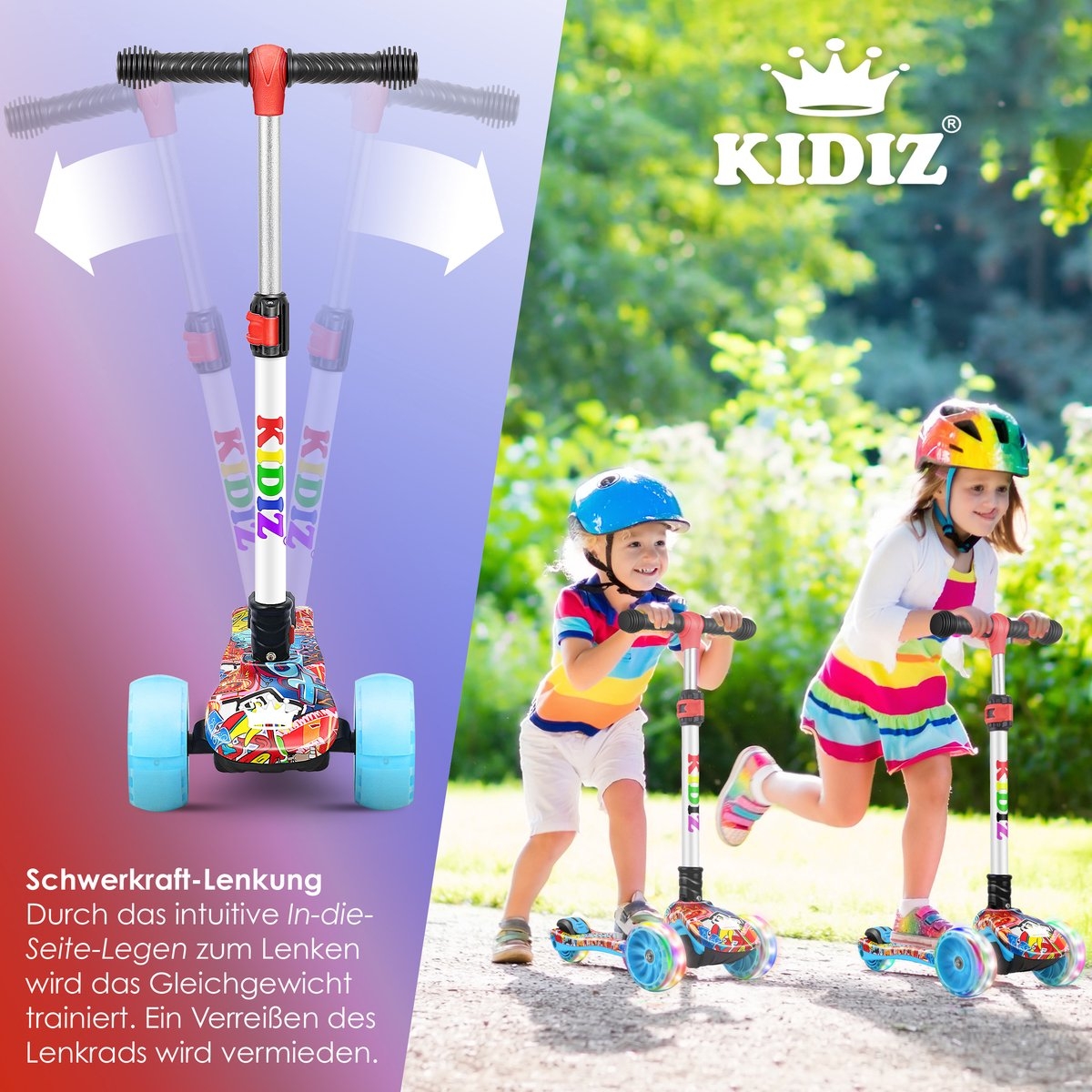 Kinderstep - 3 wielen Step - X-Pro2 - LED oplichtende wielen - opvouwbaar - voor 3-12 jaar - multikleur - Afbeelding 4