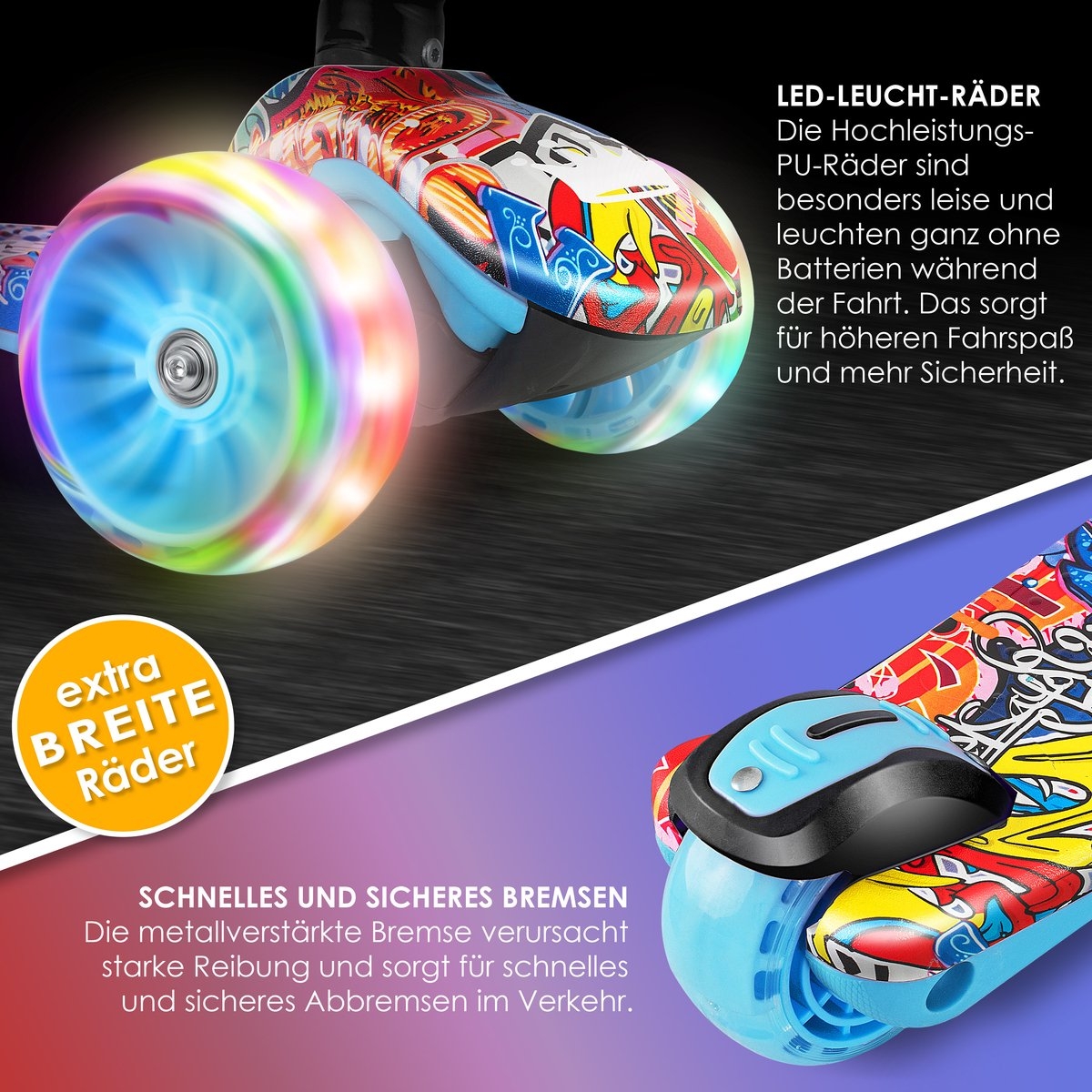Kinderstep - 3 wielen Step - X-Pro2 - LED oplichtende wielen - opvouwbaar - voor 3-12 jaar - multikleur - Afbeelding 7