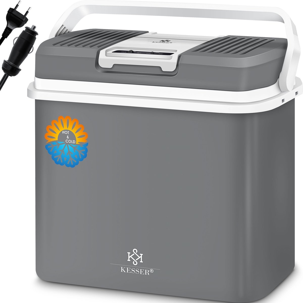 Elektrische Koelbox - 24 liter -koelen en verwarmen - 12V en 230V - auto en camping - grijs - Afbeelding 7