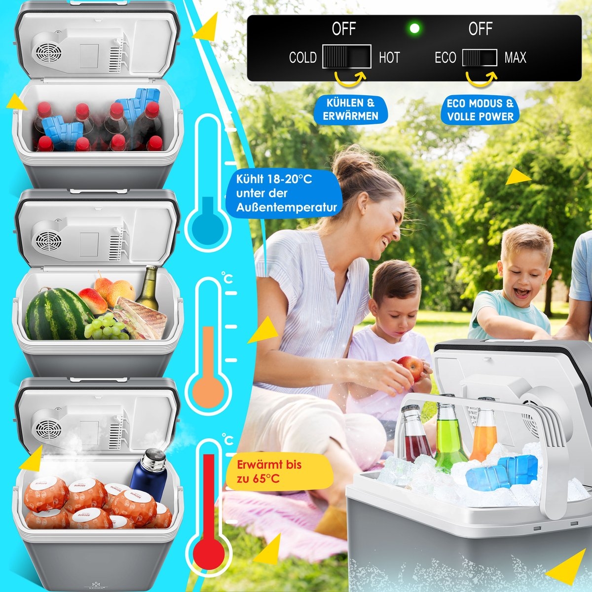 Elektrische Koelbox - 24 liter -koelen en verwarmen - 12V en 230V - auto en camping - grijs - Afbeelding 16