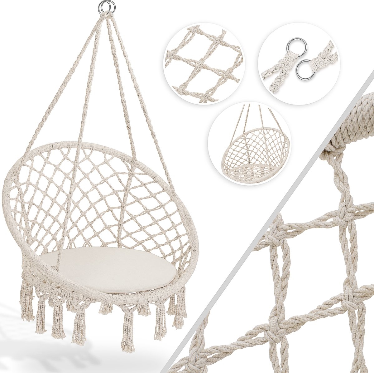 KESSER® Hangstoel voor Binnen en Buiten tot 150 kg met Kussen