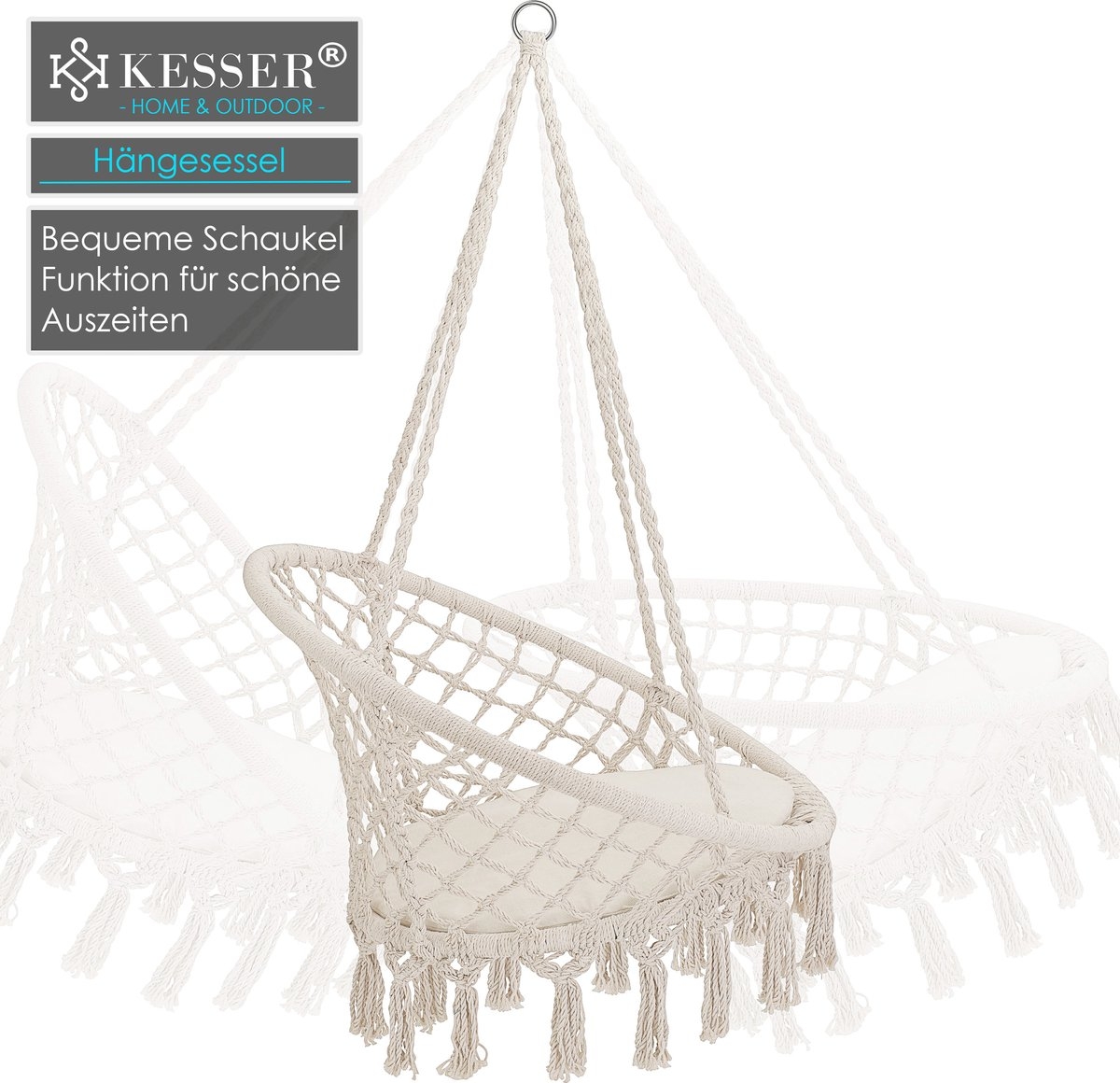 KESSER® Hangstoel voor Binnen en Buiten tot 150 kg met Kussen - Afbeelding 7