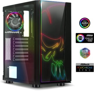 Spirit of Gamer Gaming Behuizing - pc behuizing - zwart - aanpasbaar - verschillende lichtmodi