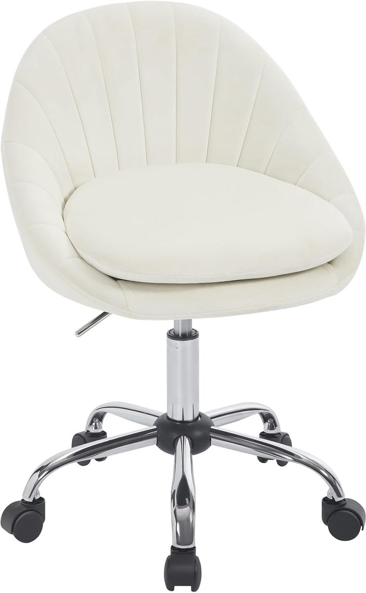 Bureaustoel voor thuis - ergonomische - hoogte verstelbaar - creme fluweel met metaal
