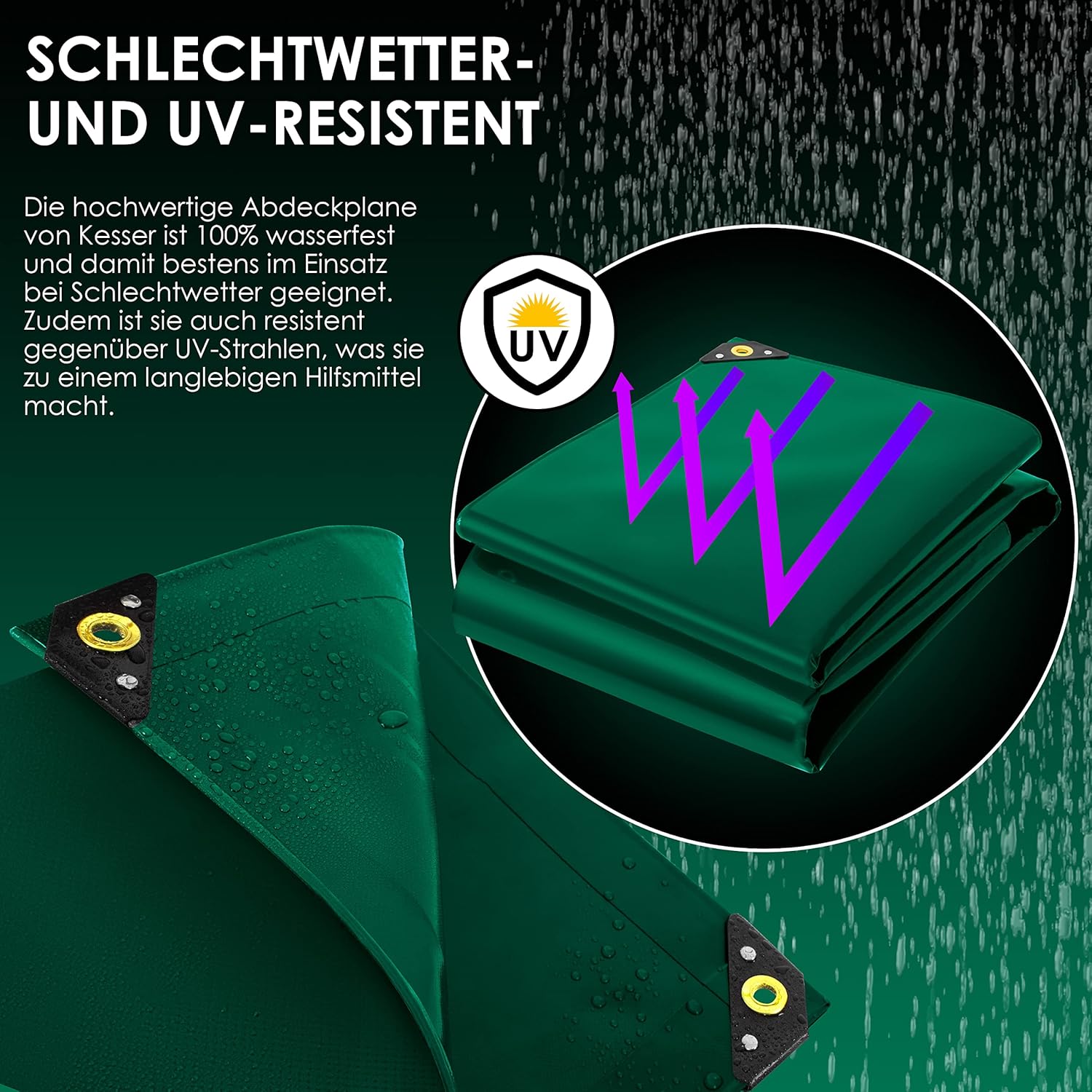 Premium afdekzeil - 300 x 500 cm met oogjes - 650 g/m² - pvc - waterdicht en scheurvast - universeel - Afbeelding 4