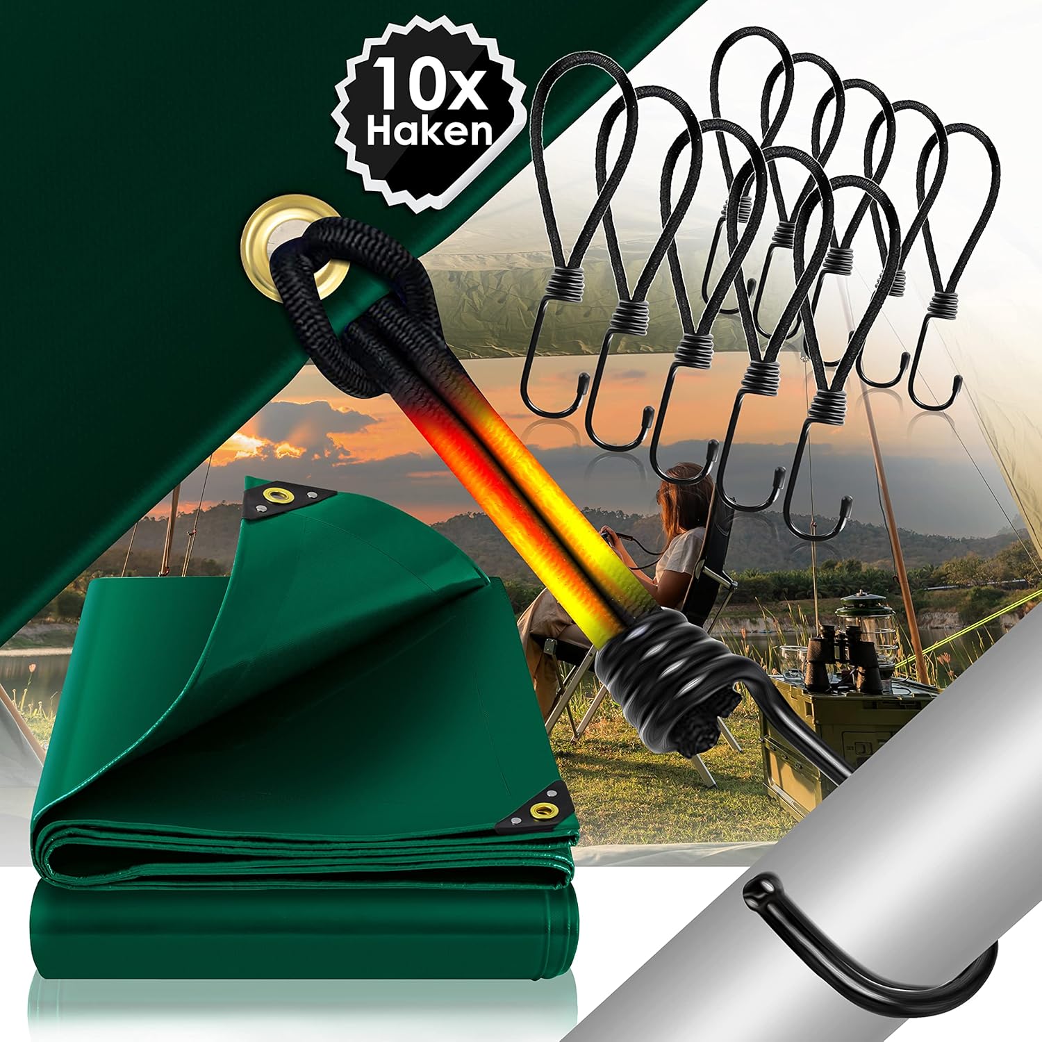 Premium afdekzeil - 300 x 500 cm met oogjes - 650 g/m² - pvc - waterdicht en scheurvast - universeel - Afbeelding 6