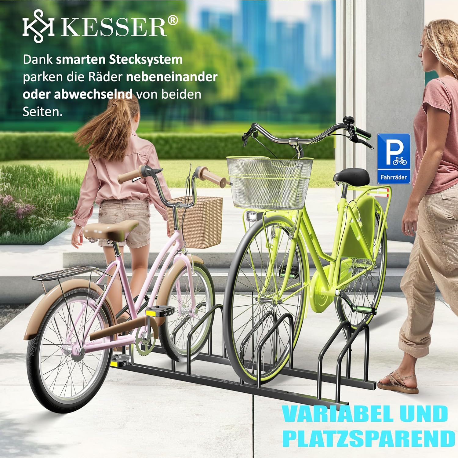 Fietsrek / fietstandaard voor 4 fietsen - 37 cm wielafstand voor bandbreedtes van 30-65 mm -zwart - Afbeelding 2