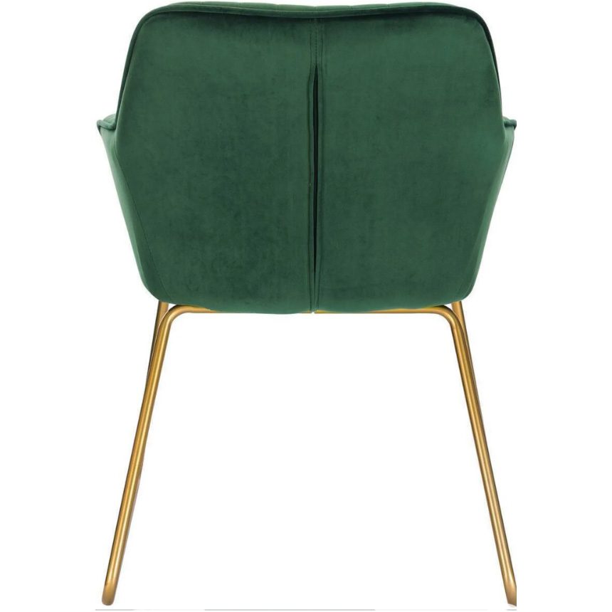 2x eetkamerstoel / kuipstoel - groen met goud - metaal met velvet stof - met armleuning - set van 2 stuks - Afbeelding 5