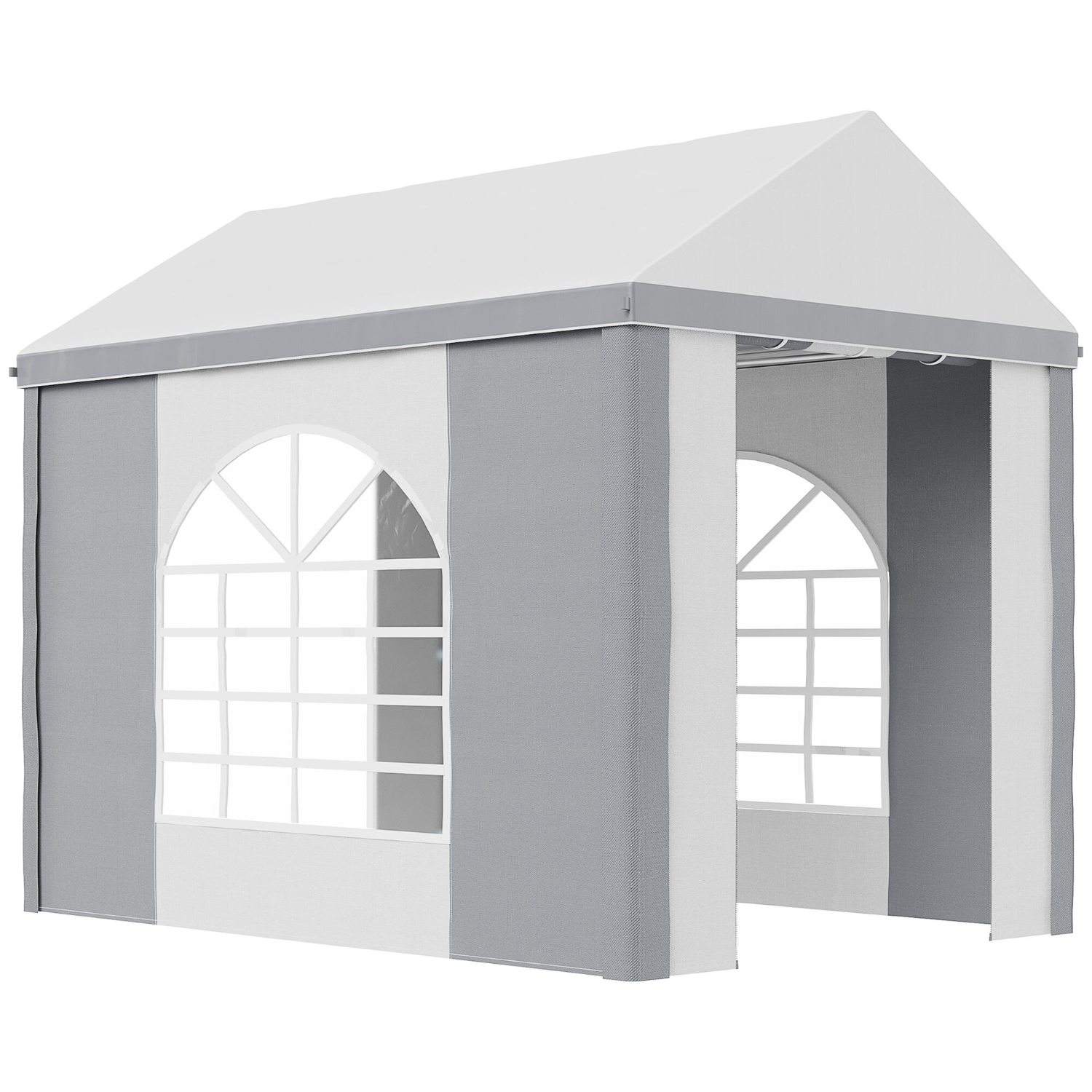 Partytent / tuintent / paviljoen - 3x2 meter - hoogte 2.55 meter - met ramen en een deur - grijs met wit - Afbeelding 2