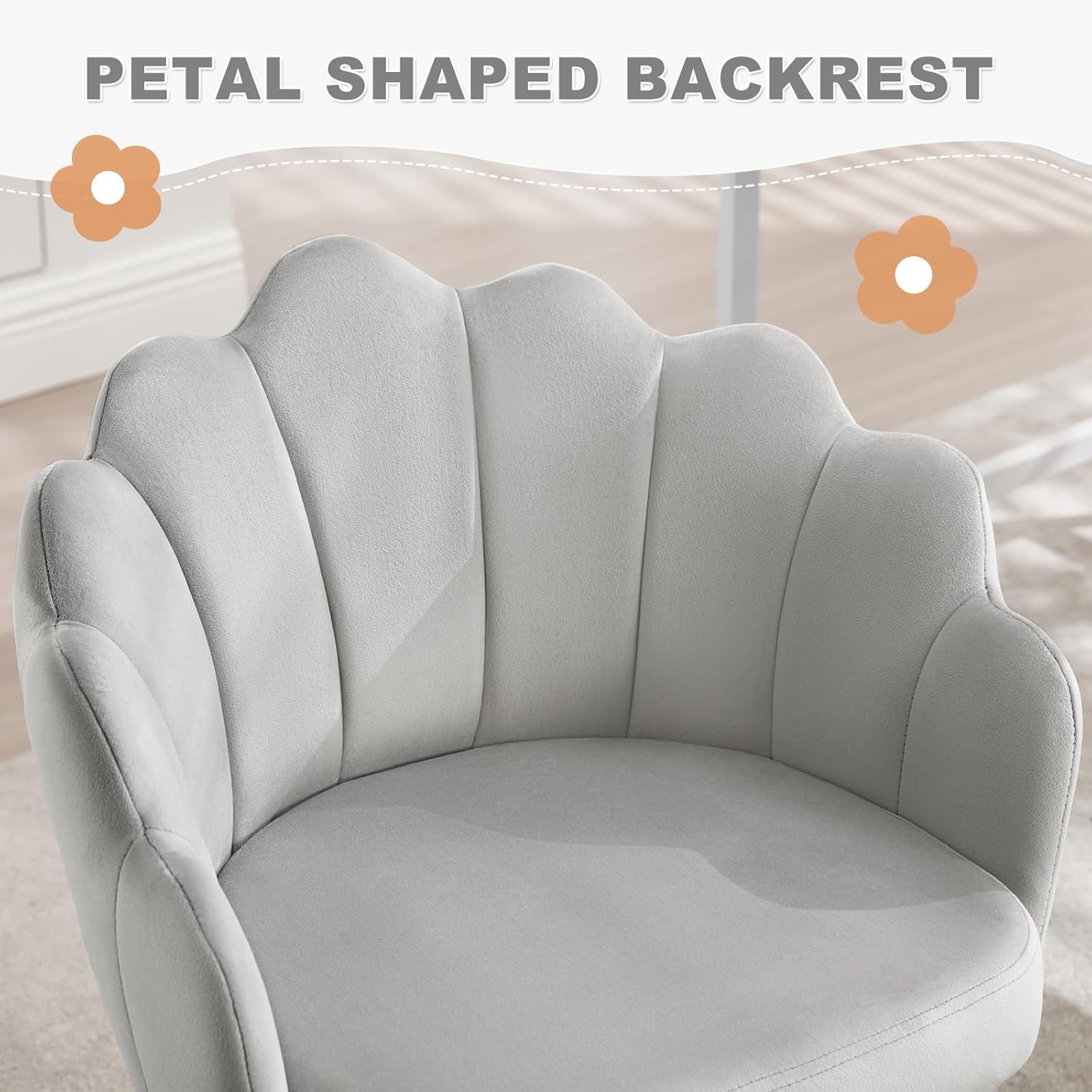 Bureaustoel - metaal - met wielen - stijlvol design - grijs met chrome - Afbeelding 4