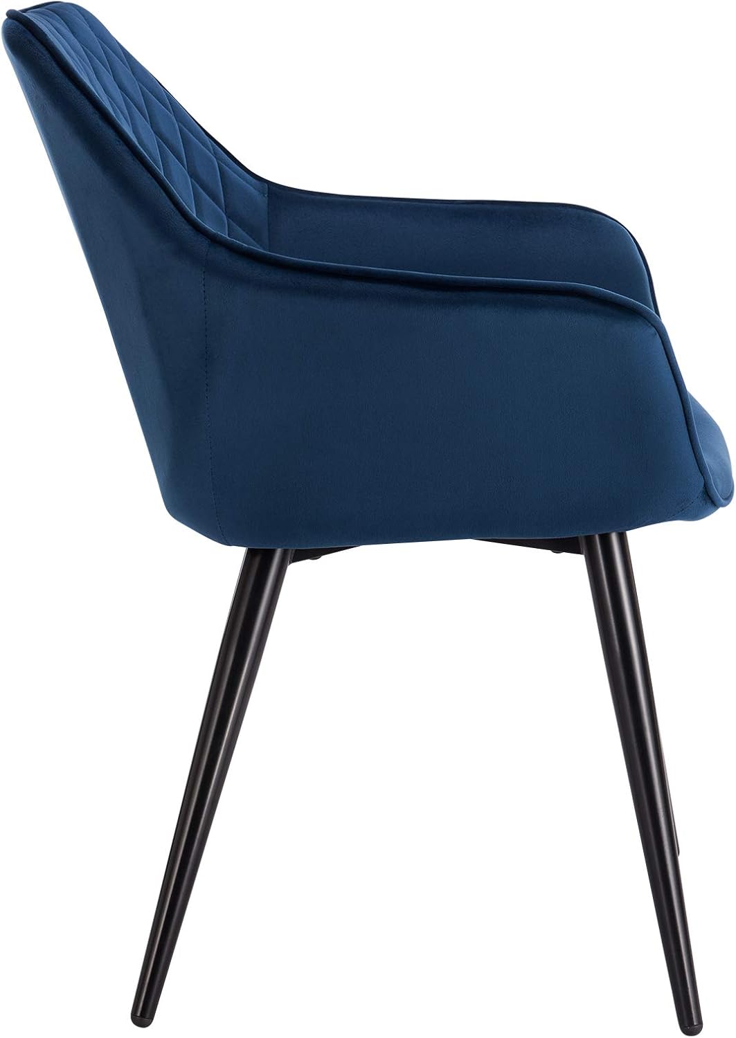 2x woonkamerstoelen / eetkamerstoelen - blauw - met armleuningen -diepblauw met zwart - fluweel metaal - Afbeelding 4