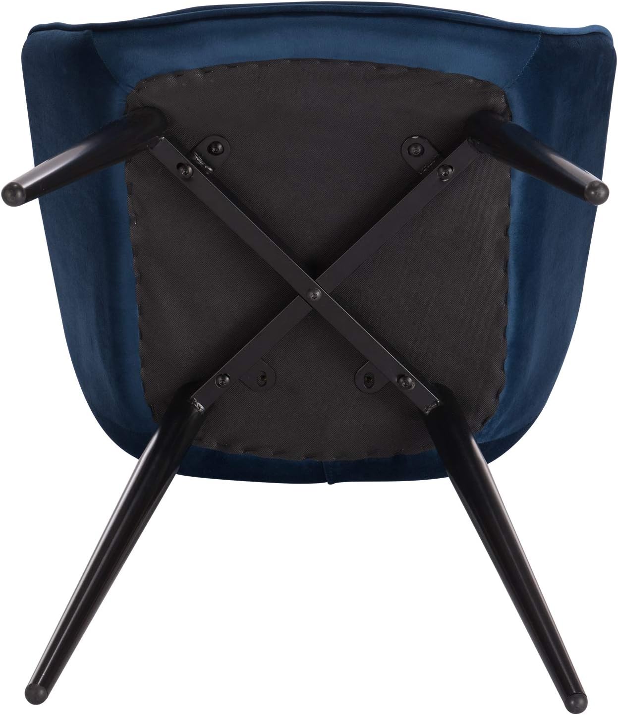 2x woonkamerstoelen / eetkamerstoelen - blauw - met armleuningen -diepblauw met zwart - fluweel metaal - Afbeelding 6