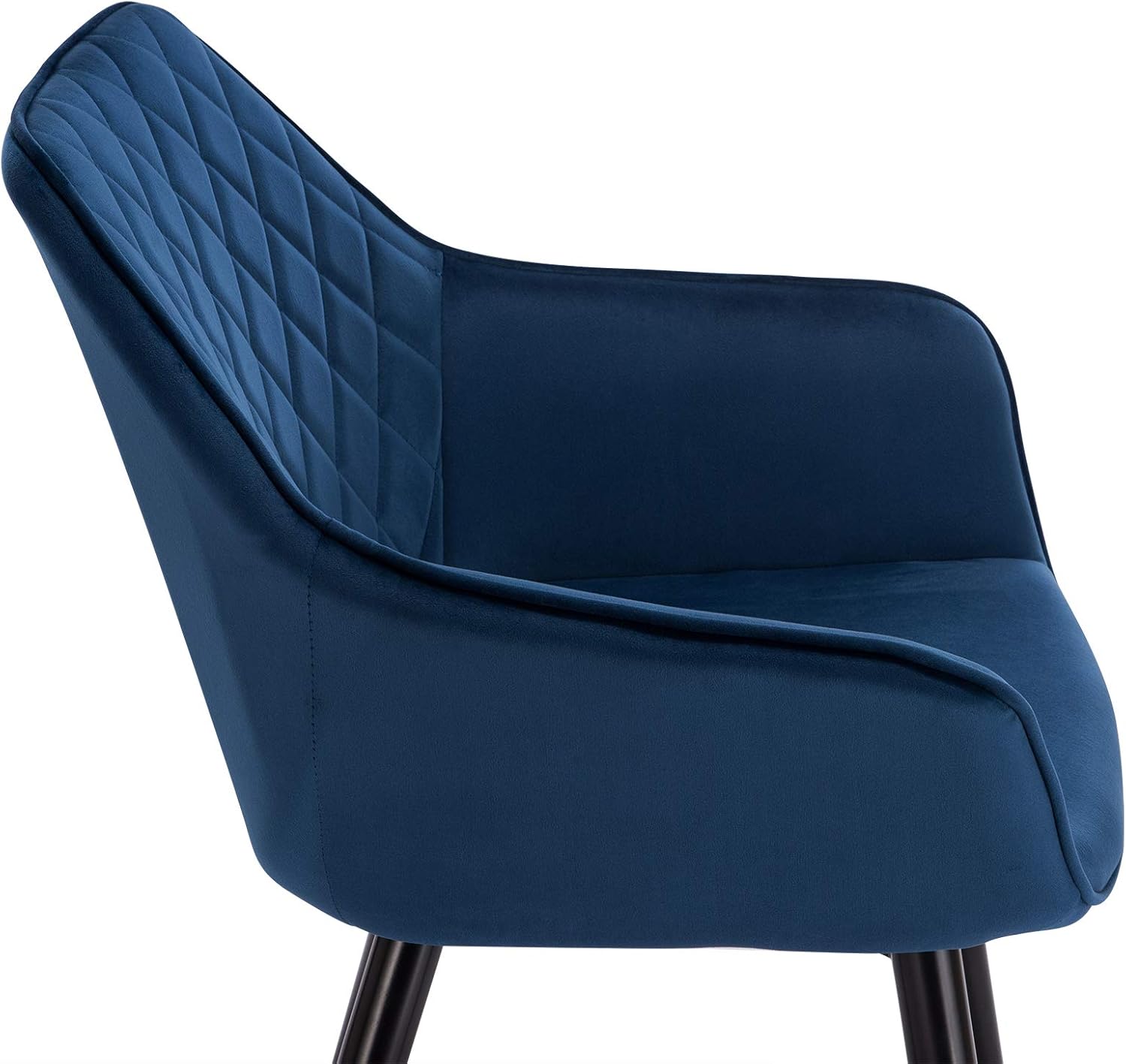 2x woonkamerstoelen / eetkamerstoelen - blauw - met armleuningen -diepblauw met zwart - fluweel metaal - Afbeelding 7