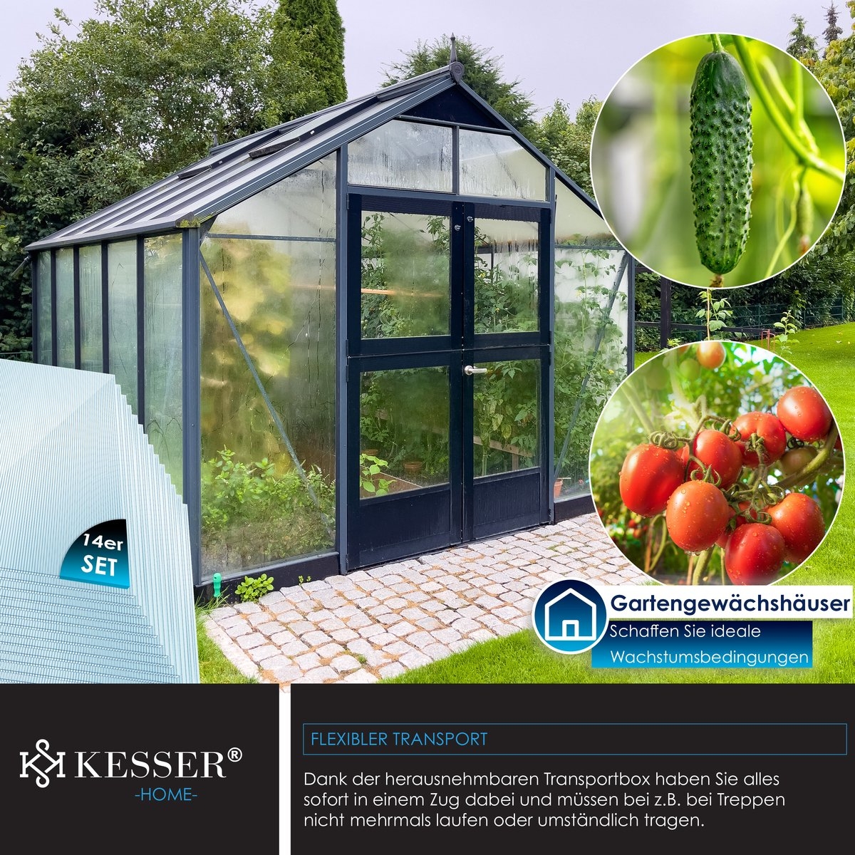 14x Dubbelwandige polycarbonaat platen - 121x60.5 cm - voor bijv. tuinkas - totaal 10,25 m² - 4 mm dik -incl 50x Klemmen en 50x Z-Clips - doorzichtig - Afbeelding 5