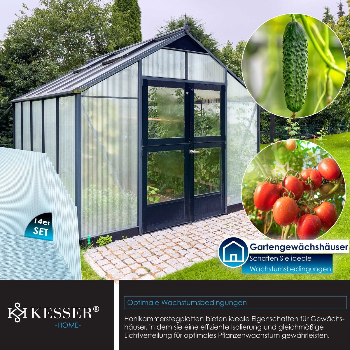 14x Dubbelwandige polycarbonaat platen - 121x60.5 cm - voor bijv. tuinkas - totaal 10,25 m² - 4 mm dik -incl 50x Klemmen en 50x Z-Clips - doorzichtig - Afbeelding 12