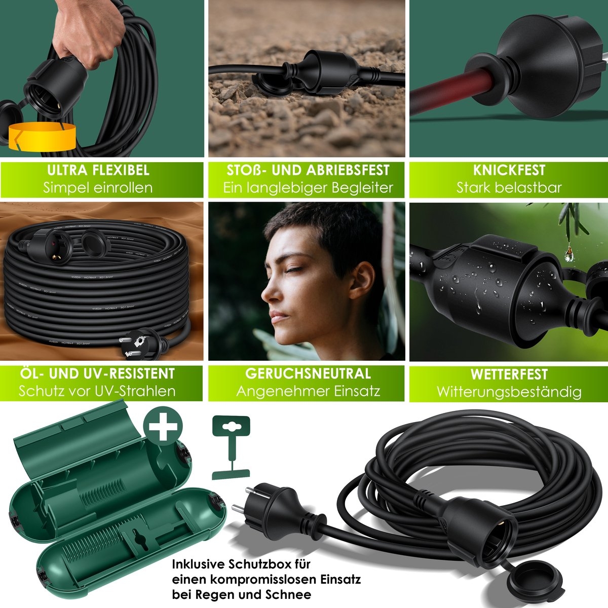 Verlengkabel - 40 meter - voor binnen en buiten IP44 - verlengsnoer met stekker - Afbeelding 2