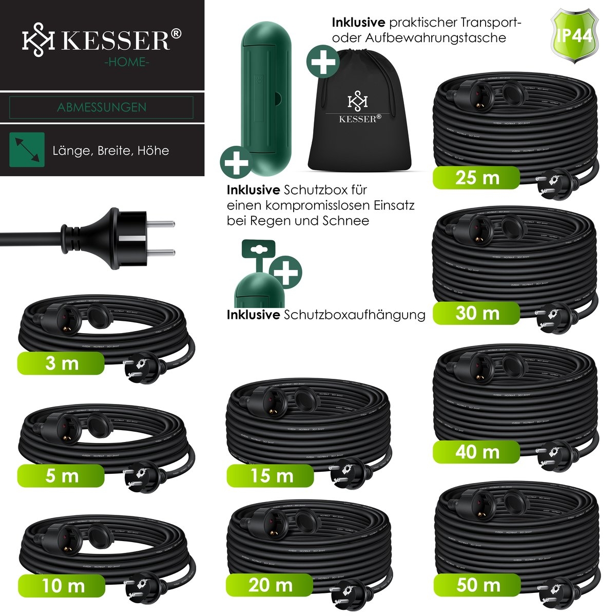 Verlengkabel - 40 meter - voor binnen en buiten IP44 - verlengsnoer met stekker - Afbeelding 6