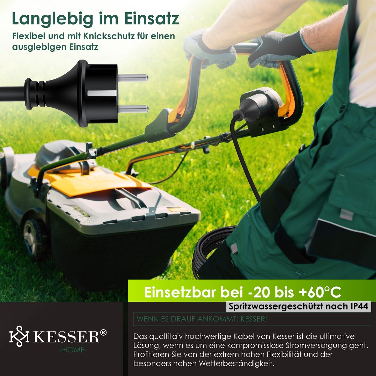 Verlengkabel - 40 meter - voor binnen en buiten IP44 - verlengsnoer met stekker - Afbeelding 7