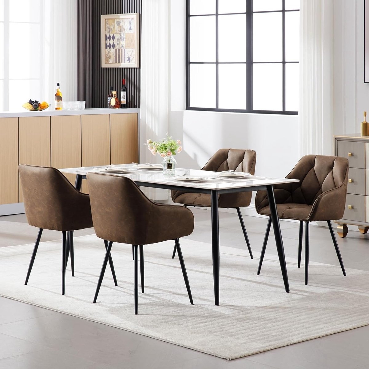 2x eetkamerstoel / kuipstoel / keukenstoel - PU leer - vintage - bruin - set van 2 stuks - Afbeelding 6