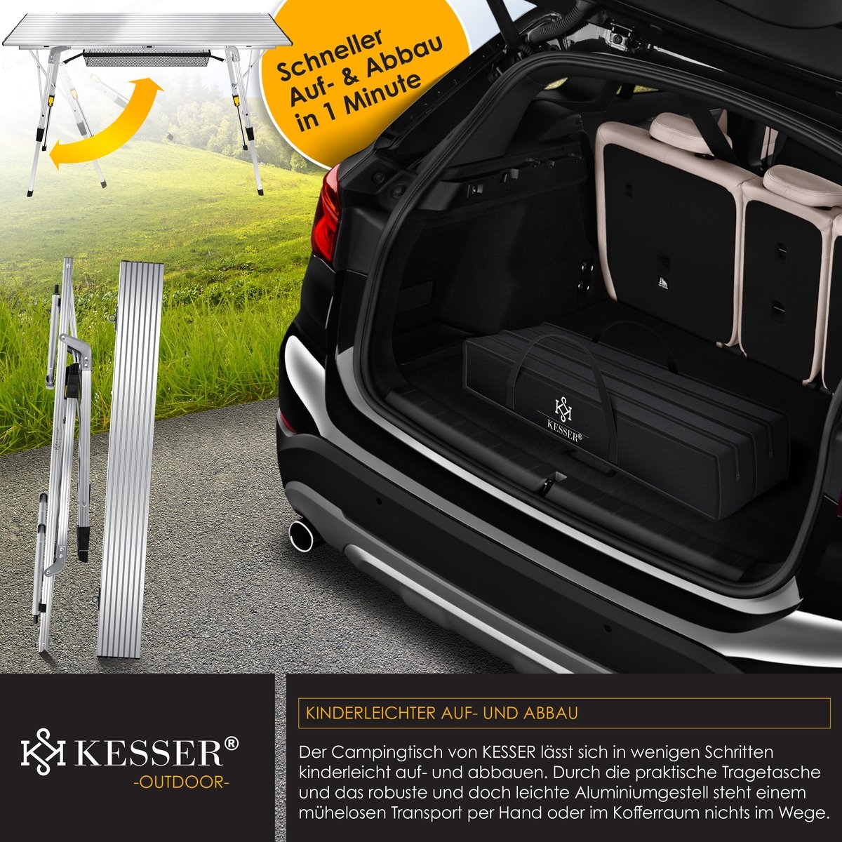 Campingtafel inklapbare Tafel - 70x120 - Vouwtafel - kampeer / campingtafel - aluminium lichtgewicht - Afbeelding 2