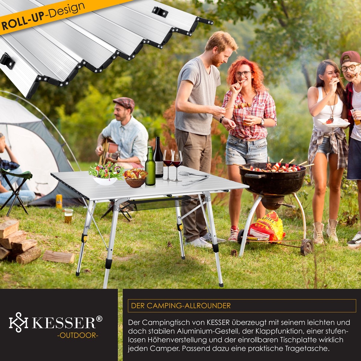 Campingtafel inklapbare Tafel - 70x120 - Vouwtafel - kampeer / campingtafel - aluminium lichtgewicht - Afbeelding 4