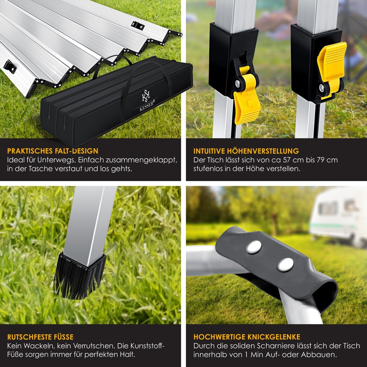 Campingtafel inklapbare Tafel - 70x120 - Vouwtafel - kampeer / campingtafel - aluminium lichtgewicht - Afbeelding 7