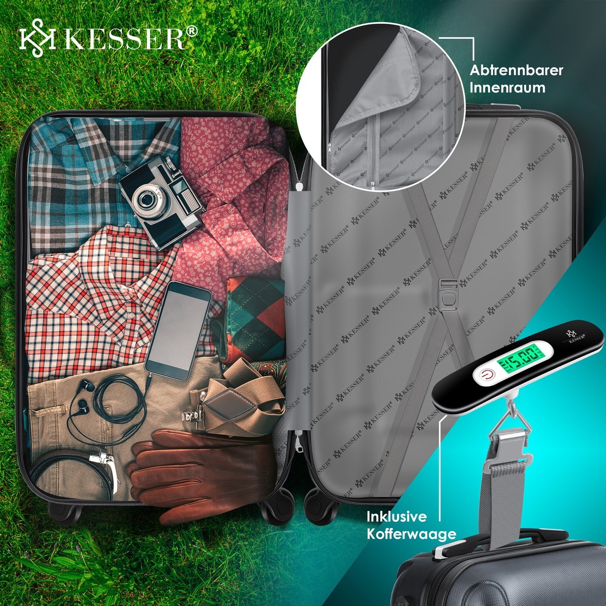 4 delige kofferset - antraciet - met wielen - hardcase - 4 koffers - met slot - Afbeelding 7