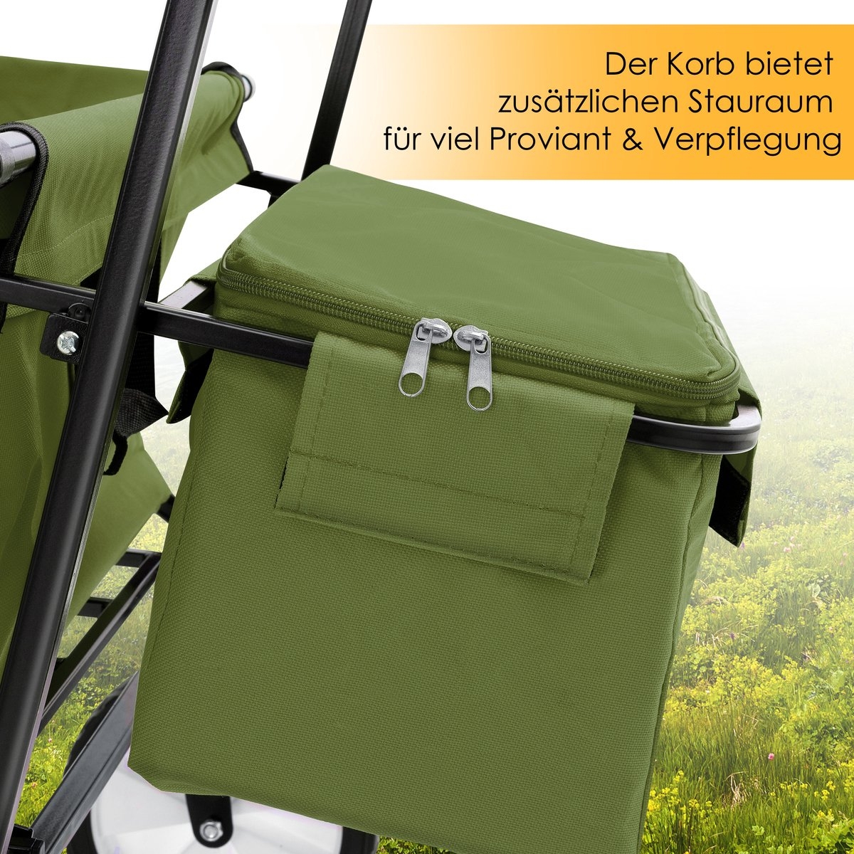 Bolderkar - opvouwbaar - tot 100 kg draagvermogen - massieve banden - khaki groen - Afbeelding 7