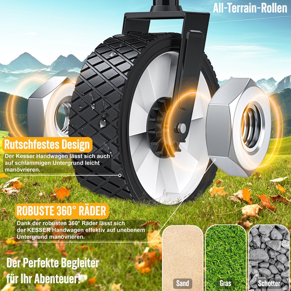 Bolderkar - opvouwbaar - tot 100 kg draagvermogen - massieve banden - khaki groen - Afbeelding 9