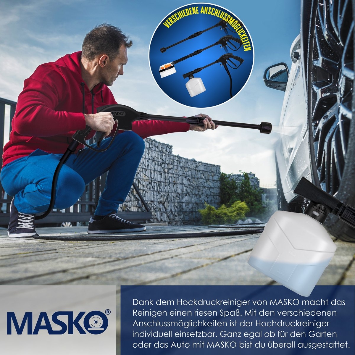 Hogedrukreiniger 2200 Watt - 165 bar - 450 l/u - met haspel - 10m slang - met accessoire set - Afbeelding 2