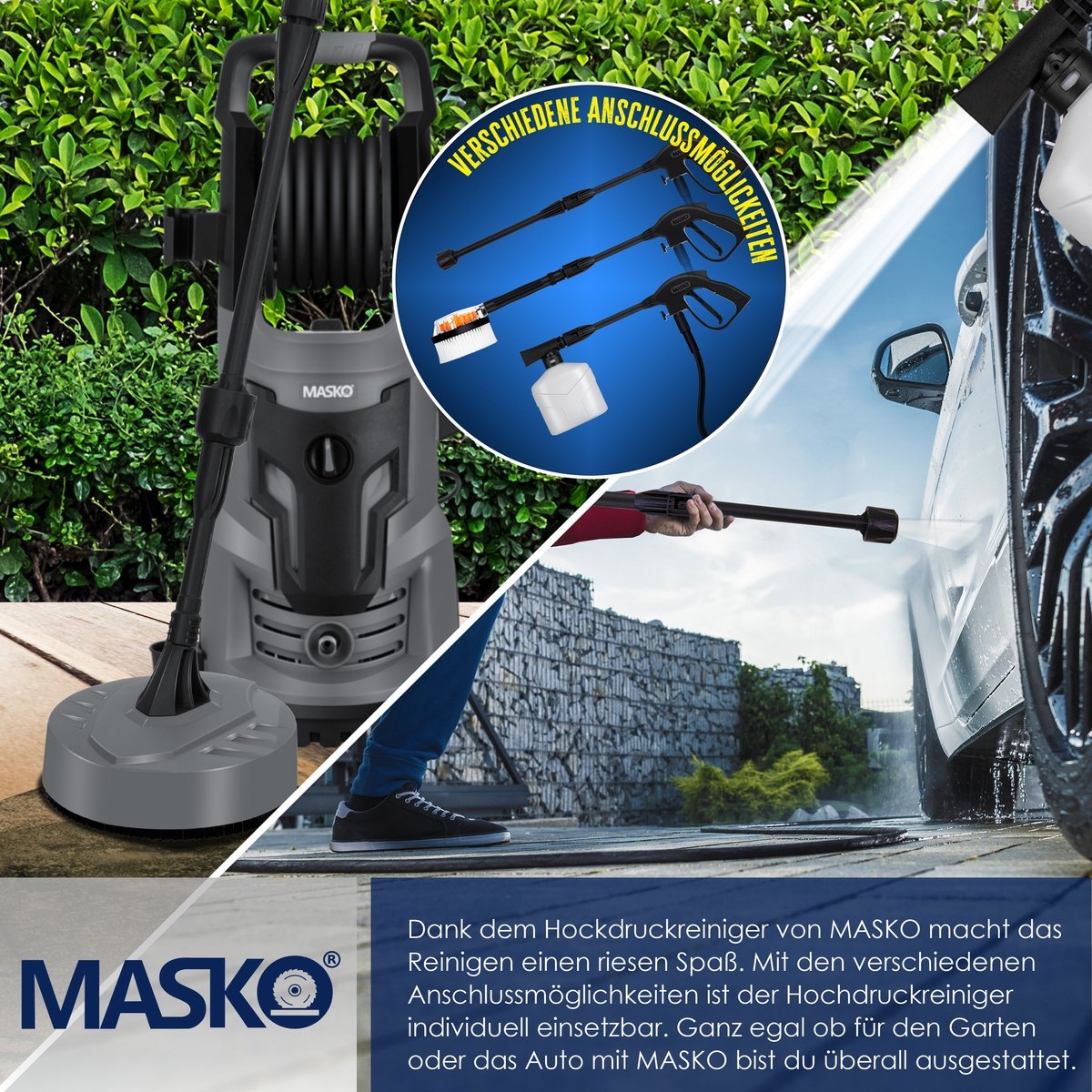 Hogedrukreiniger 2200 Watt - 165 bar - 450 l/u - met haspel - 10m slang - met accessoire set - Afbeelding 10