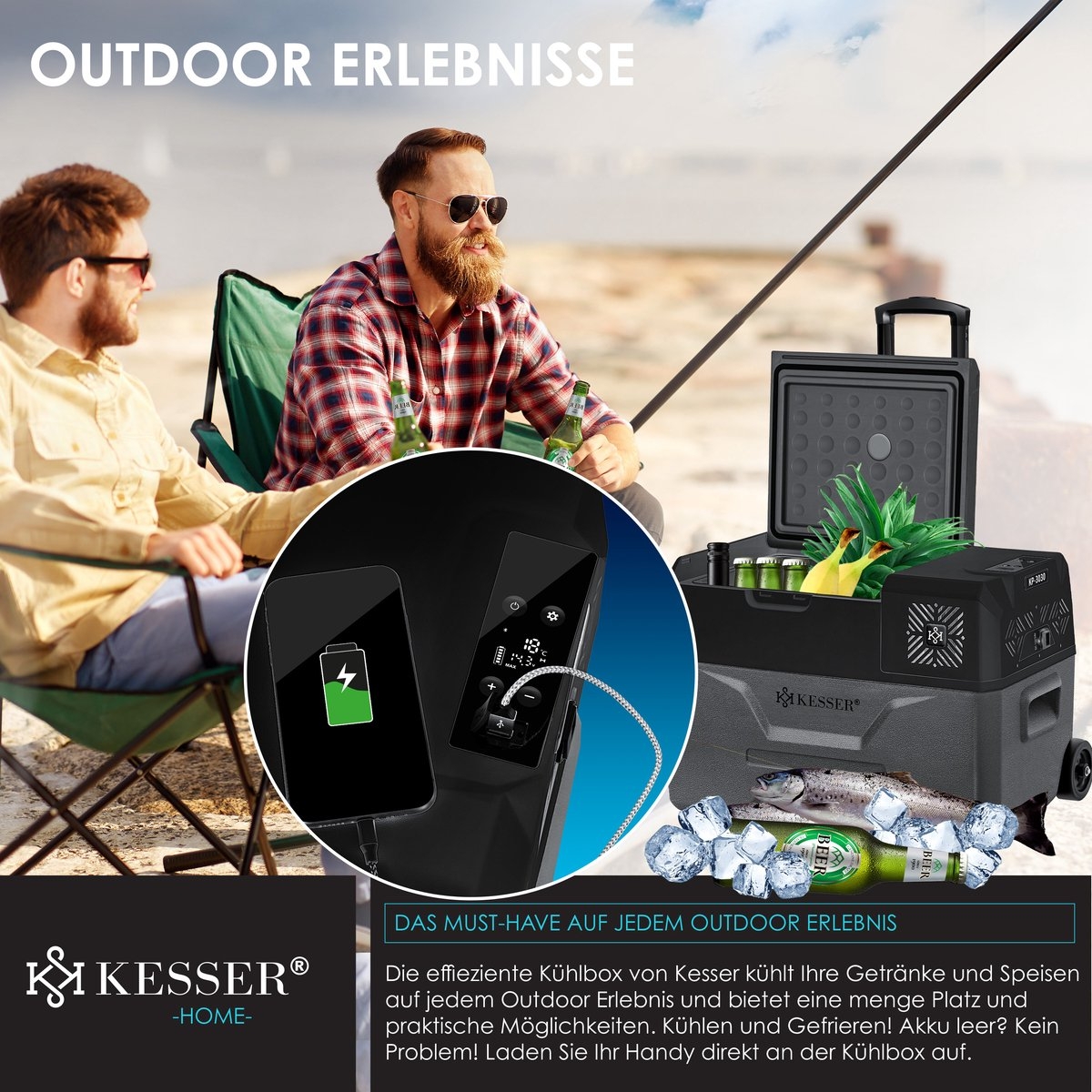 Compressor Koelbox - 30 liter - koel- en vriesvak - APP-bediening / USB-aansluiting 12/24V en 230V - voor auto, vrachtwagen, boot, camper, camping - zwart / grijs - Afbeelding 5