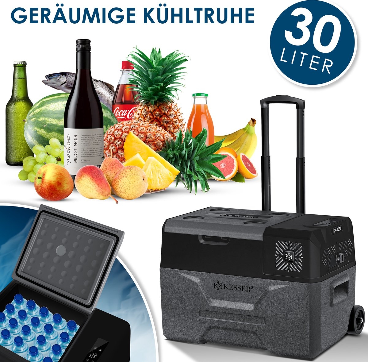 Compressor Koelbox - 30 liter - koel- en vriesvak - APP-bediening / USB-aansluiting 12/24V en 230V - voor auto, vrachtwagen, boot, camper, camping - zwart / grijs - Afbeelding 7