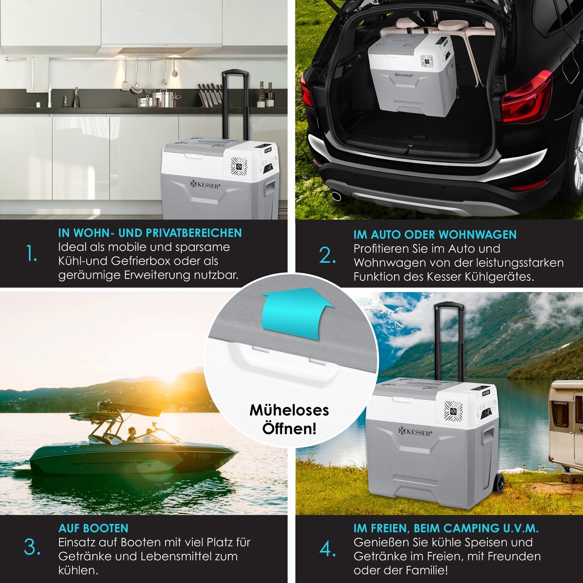 Compressor koelbox - 50 liter - koel- en vriesfunctie - met APP-bediening en USB-aansluiting - 12/24V en 230V - voor auto, vrachtwagen, boot, camper, camping - grijs - Afbeelding 10